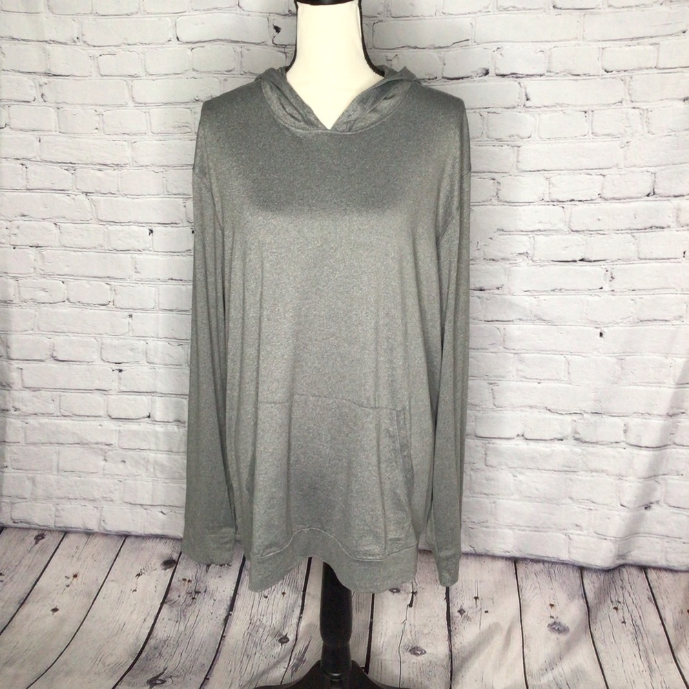 32 Degrees Cool Gray Lightweight Hooded Athleisure Tunic Top XL